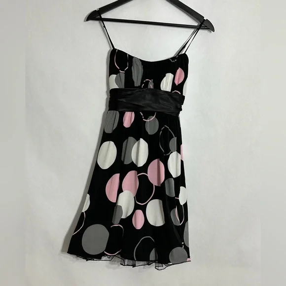 Ruby Rox Black Pink White Gray Polka Dot Tulle Hem Dress Vintage Y2K Size Small - Picture 2 of 7